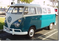 1966 Blue & White VW Bus Front Side
