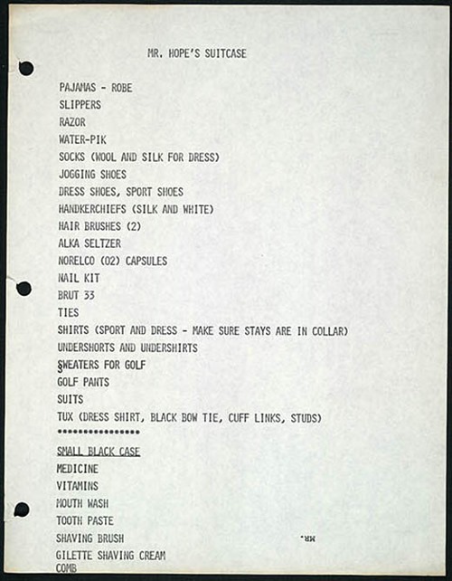 Bob-Hope-USOpacking list1969