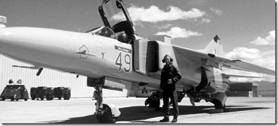 Maj. Thomas Drake's MiG-23MS Flogger E, "Red 49," (USAF serial 20). WHEN HE FINALLY LEFT THE UNIT, DRAKE REMARKED THAT THE MIG-23 HAD TRIED TO KILL HIM ON every sortie. With 294 sorties in the interceptor, he was the 4477th TESs most experienced Flogger pilot of all time. Note the "battleship gray" glass paint and the curious pentagon-shaped emblem on the nose. USAF photo