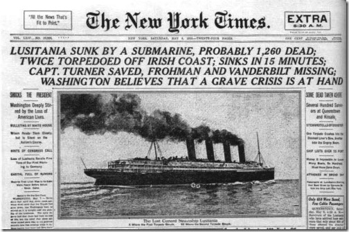 New York Times Lusitania Front Page