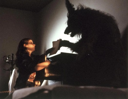 Belinda Balaski and the shadow of a werewolf.
